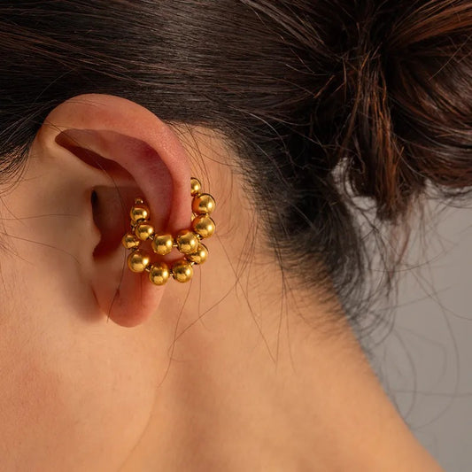 Golden Beads Ear Cuffs