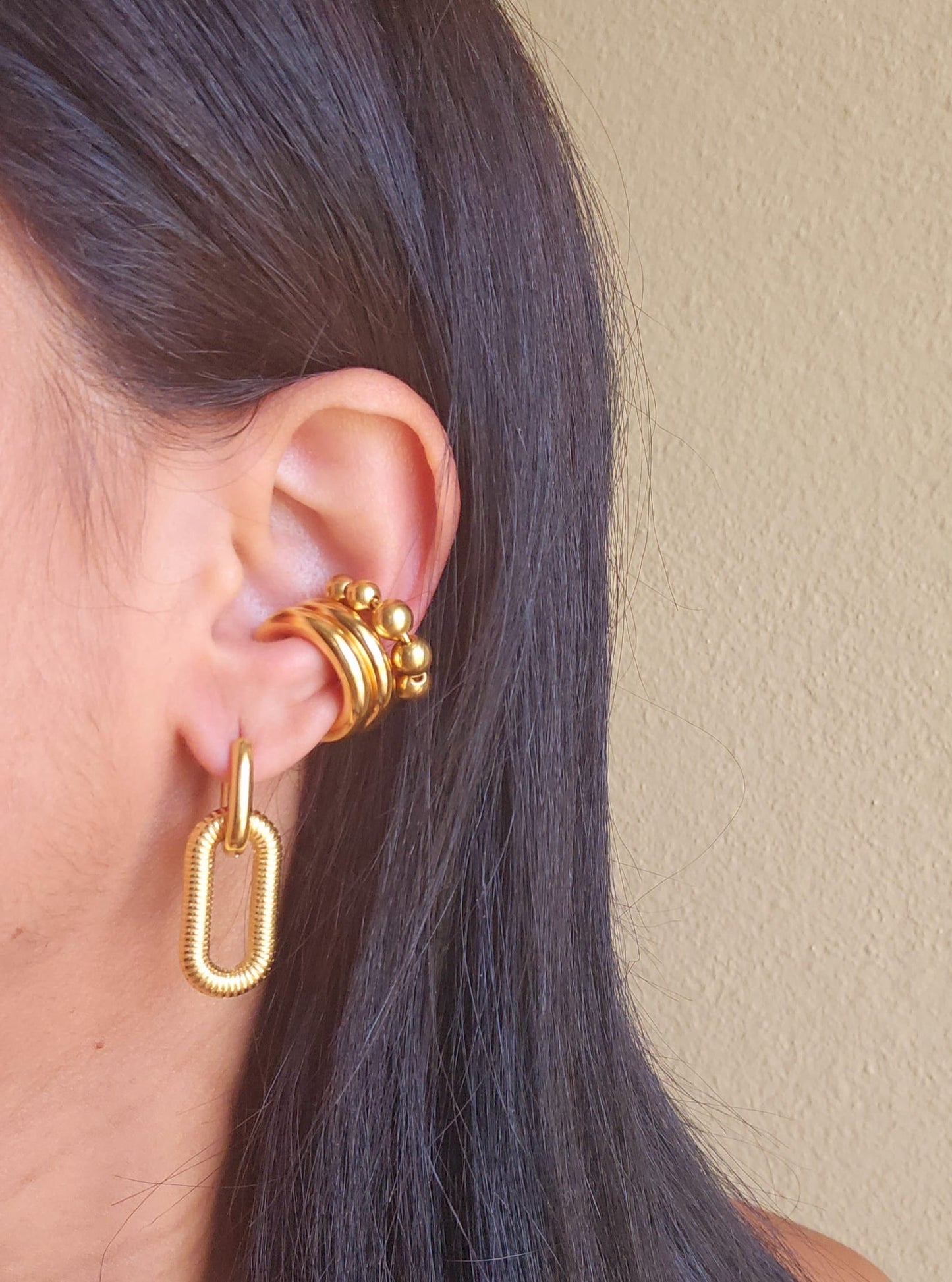 Golden Beads Ear Cuffs