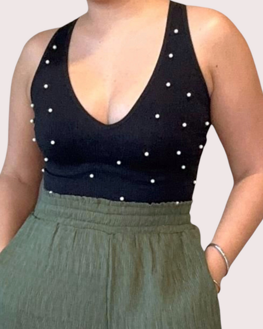 Pearl V Neck Top