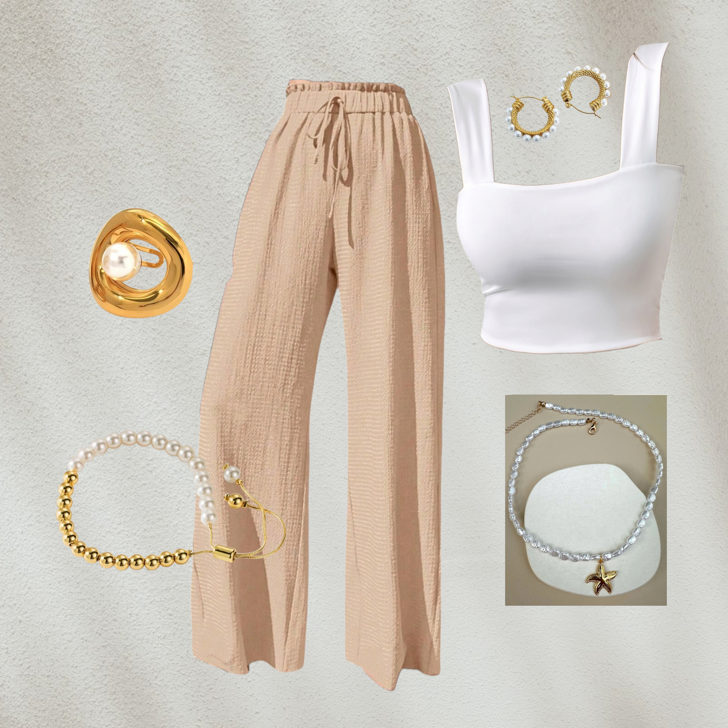 Pulsera de perlas ajustable