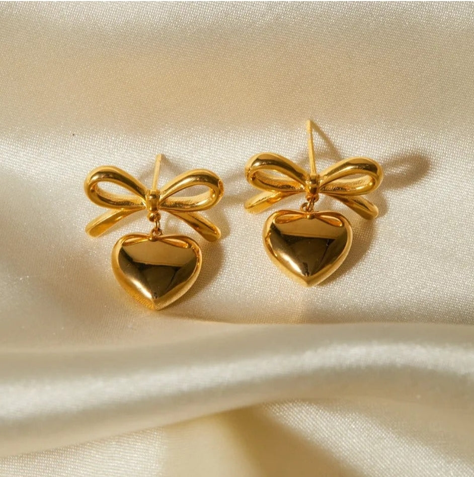 Heart & Bow Earrings