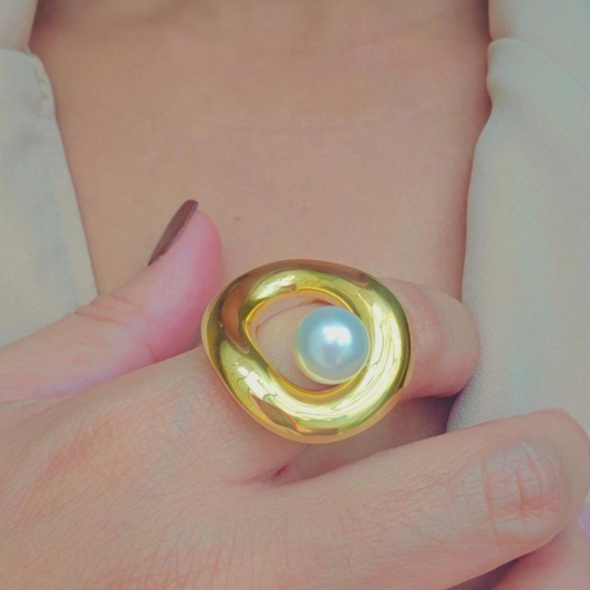 Anillo abierto de perlas