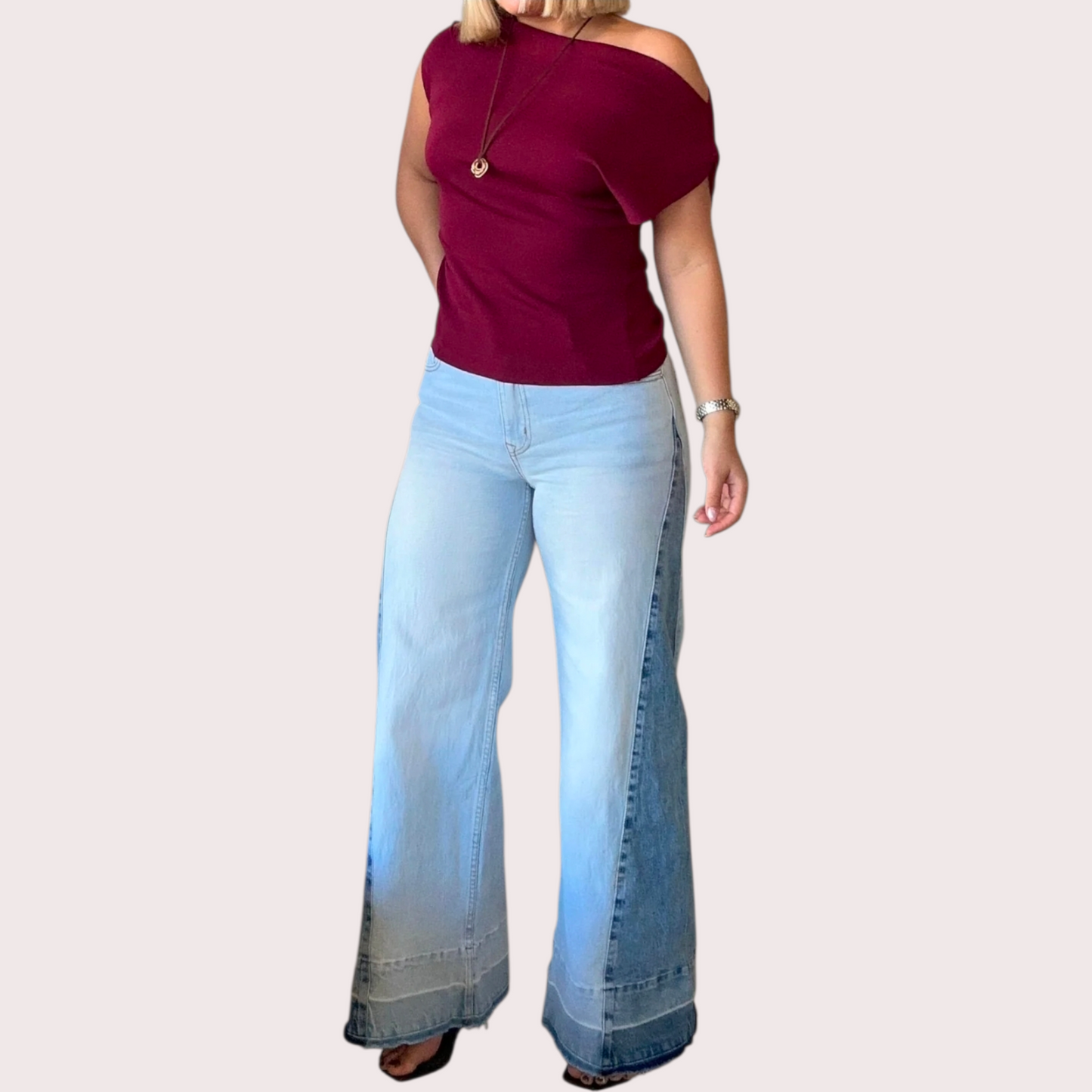 Vivi Two Toned Wide Leg Jean
