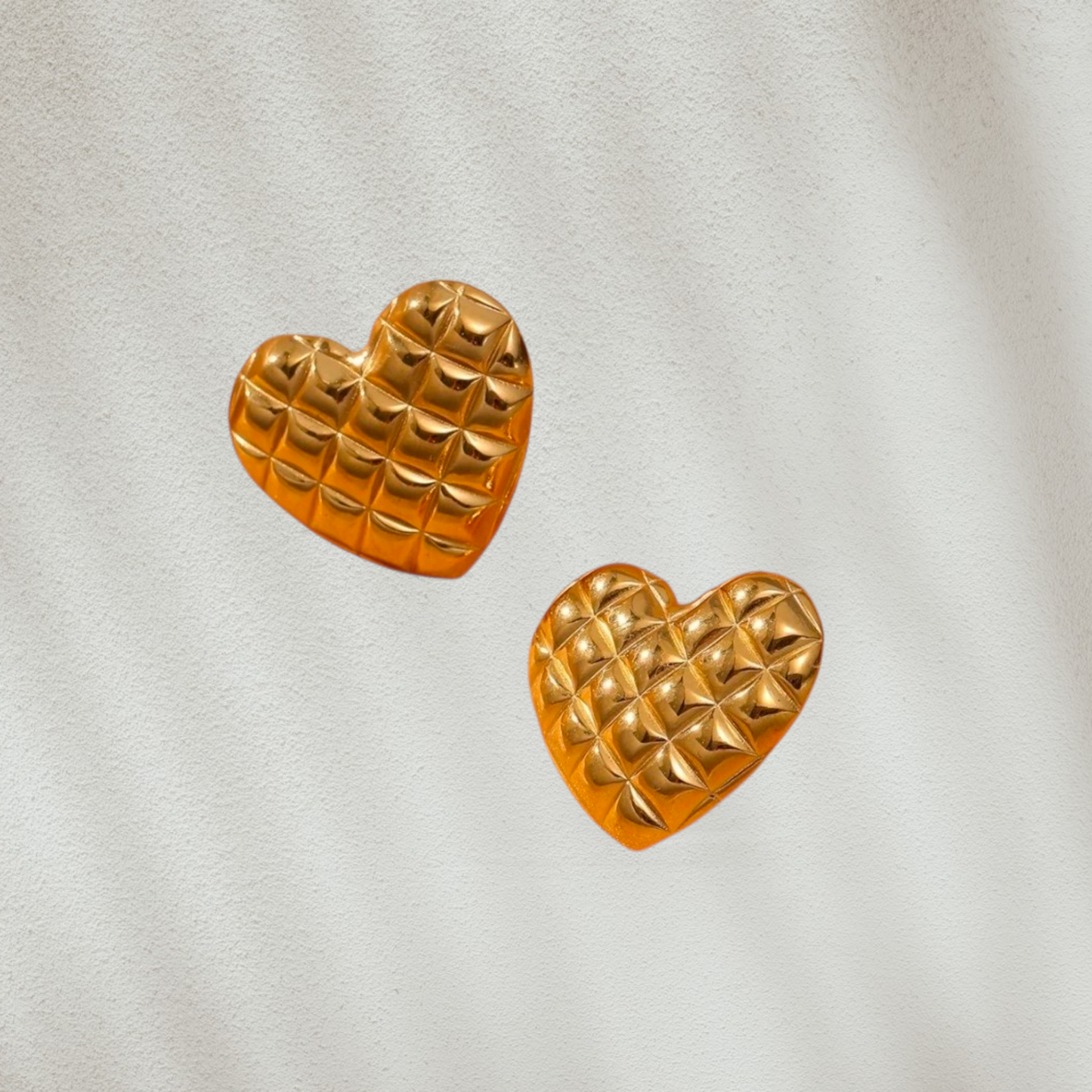 Gold stud heart earrings