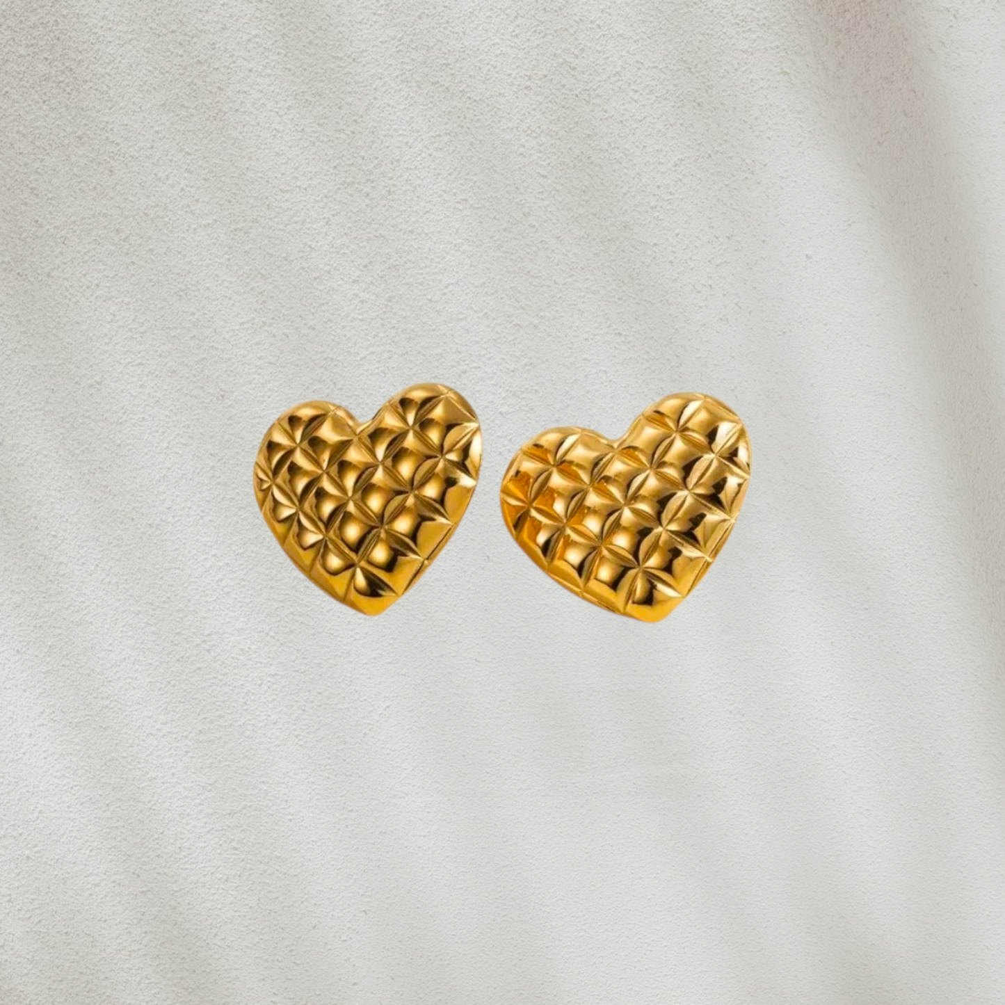 Gold stud heart earrings