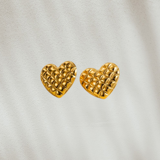 Gold stud heart earrings