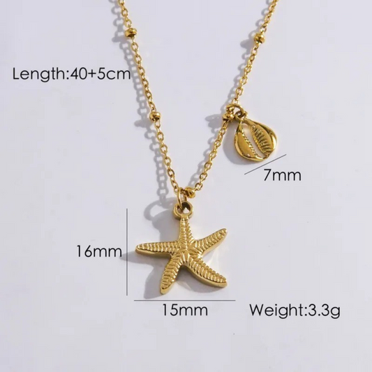 Collar de verano de estrella de mar y concha