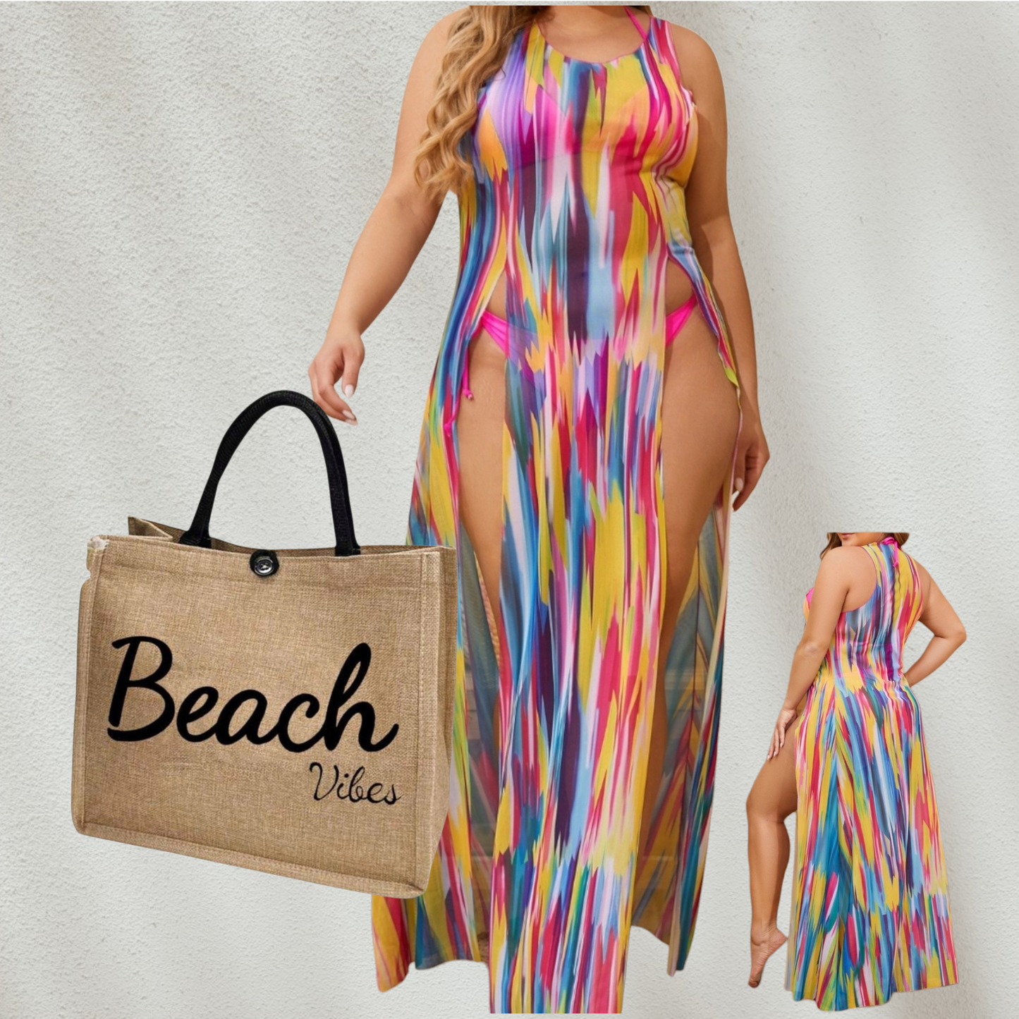 Bundle Shop The Summer Look Purple Curvy - 2 Piezas (1 Swimwear + 1 Cartera)