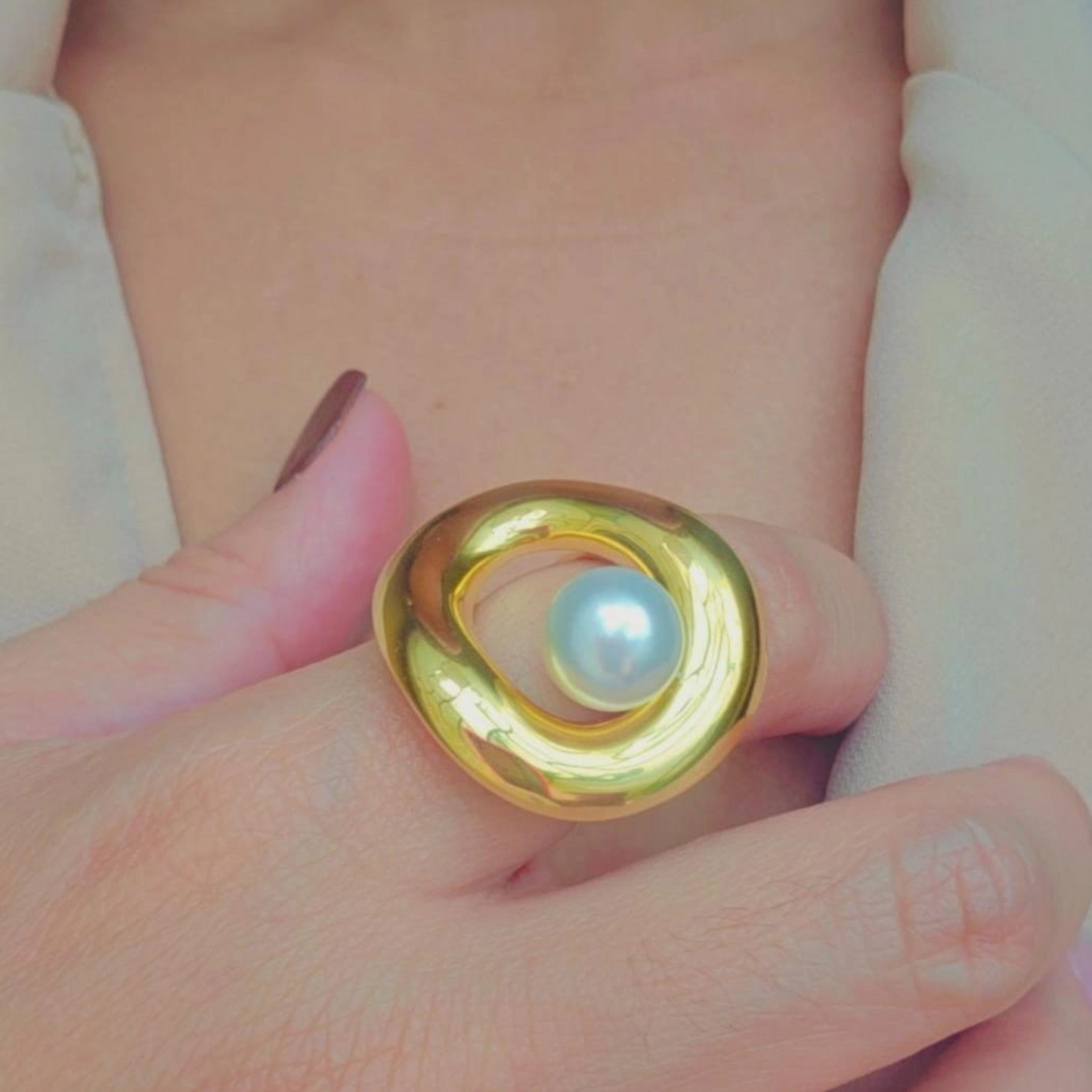 Pearl Open Gold Ring